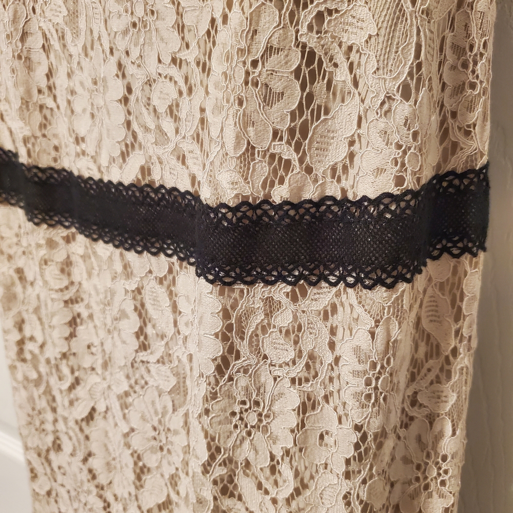 BCBGMAXAZRIA Bare Lace Dress with Black Accents - Picture 4 of 9